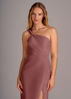 Azazie Tatianna Jurken voor bruidsmeisjes Jurk van Chiffon met Kolom One-Shoulder Woestijnroos image6