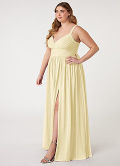 Azazie Chanel Bridesmaid Dresses Lemon Sorbet A-Line Pleated Chiffon Dress image10