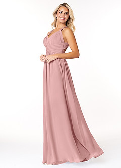 Azazie Ashia Brautjungfernkleider A-Linie Plissee Chiffon Kleid Altrosa image3