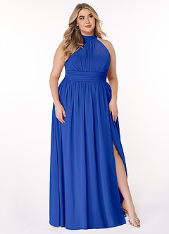 Azazie Iman Brautjungfernkleider A-Linie A-Linie Gerüscht Chiffon Kleid Königsblau image11