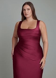 Azazie Agustina Bridesmaid Dresses Burgundy Mermaid Corset Stretch Satin Dress image12