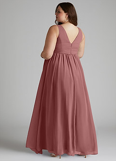 Azazie Yetta Maternity Bridesmaid Dresses A-Line V-Neck Gathered Chiffon Floor-Length Dress image11