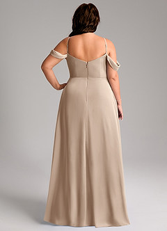 Azazie Marley Bridesmaid Dresses Taupe A-Line Off the Shoulder Chiffon Convertible Dress image12
