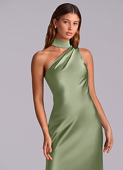 Azazie Seona Brudtärnklänningar Klänning av Sjöjungfru i Stretch Satin One-shoulder Pistasch image2