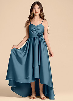 Azazie Catalina Junior Vestido de Bermudas de Satén Elástico de Corte en A con Escote de Corazón image5