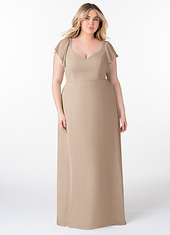 Azazie Syenna Bridesmaid Dresses Taupe A-Line Ruched Chiffon Dress image6
