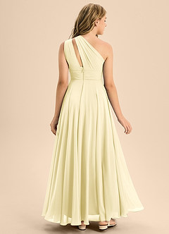 Azazie Charlize Junior Lemon Sorbet A-Line Pleated Chiffon Dress image2