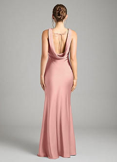 Azazie Rylina Vestidos de damas de honor Vestido de Rosetón de Satén Elástico de Corte Sirena image3