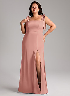 Azazie Frostine Bridesmaid Dresses Rosette A-Line Bow Stretch Satin Dress image9