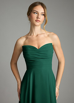Azazie Ayla Abiti da Damigella Abito A-Line in Chiffon Scollo a Cuore Smeraldo image6