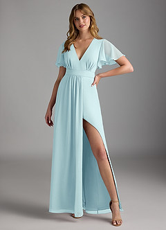 Azazie Zaniah Bridesmaid Dresses Sea Glass A-Line Chiffon Dress image4