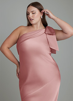 Azazie Yuanna Bridesmaid Dresses Dusty Rose Mermaid One Shoulder Stretch Satin Dress image10