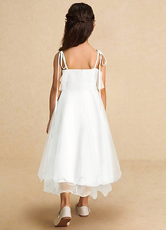 Azazie Bunie Flower Girl Dresses Ivory A-Line Spaghetti Strap Tulle Dress image3