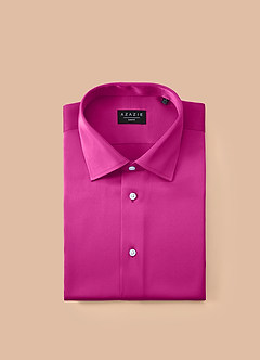 front Julian Fuchsia Stretch Satin Dress Shirt