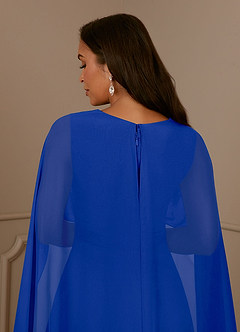 Azazie Isa Kleider für die Brautmutter A-Linie V-Hals Gefaltet Chiffon Kleid Königsblau image6