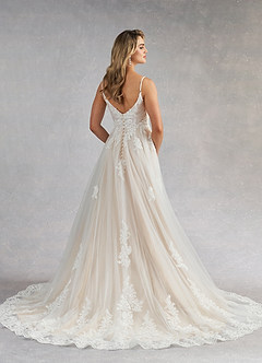 Azazie Avarie Vestidos de novia Vestido de Blanco Diamante Champán de Tul de Corte en A con Lentejuela image3