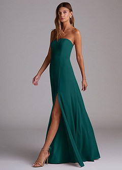 Azazie Wren Bridesmaid Dresses Peacock A-Line Side Slit Chiffon Convertible Dress image4