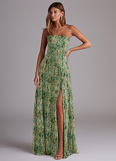 Azazie Wren Bridesmaid Dresses Meadow Bloom A-Line Side Slit Chiffon Convertible Dress image1