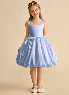 Azazie Nirvana Flower Girl Dresses Ice Ball-Gown Ruched Matte Satin Dress image2