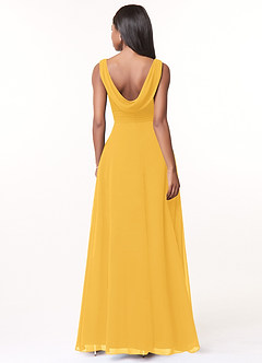Azazie Karina Bridesmaid Dresses Marigold A-Line Pleated Chiffon Dress image2