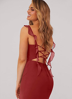 Barbie ♥ Azazie Jurken voor bruidsmeisjes Jurk van Chiffon met Zeemeermin Korset Roest image2
