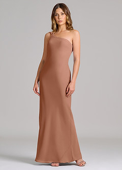 Azazie Monroe 신부 들러리 드레스 쉬스 한쪽 어깨 쉬폰 바닥 길이 드레스 image3