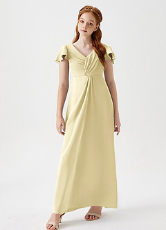 Azazie Soren Junior Peacock A-Line Ruched Stretch Satin Dress image4