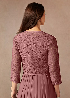 Azazie Ainsling Kleider für die Brautmutter A-Linie Quadratischer Ausschnitt Spitze Chiffon Kleid Wüstenrose image9