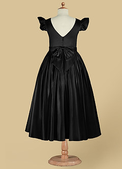 Azazie Violeta vestidos de niña de las flores Vestido de Negro de Satin Mate de Princesa con Lazo image11