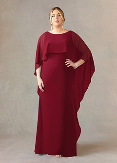 Azazie Dion Mother of the Bride Dresses Burgundy Sheath Scoop Stretch Crepe Dress image8