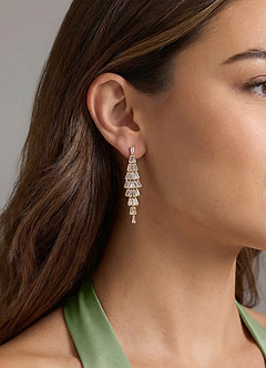 front Zirconia Tassel Drop Earrings