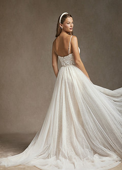 Azazie Sade Wedding Dresses Diamond White Champagne Mermaid Sequins Tulle Dress image6