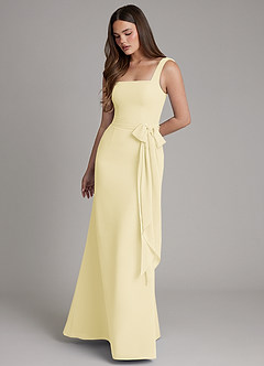 Azazie Katya Bridesmaid Dresses Lemon Sorbet Mermaid Square Neckline Chiffon Convertible Dress image1