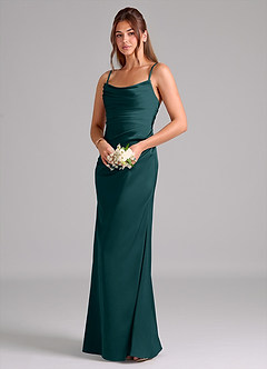 Azazie Lucille Bridesmaid Dresses Pine Mermaid Strapless Stretch Satin Convertible Dress image3