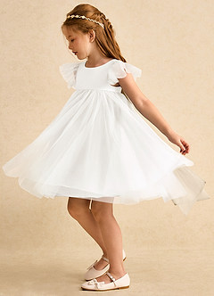 Azazie Munchkin Flower Girl Klänningar Klänning A-Line i Tyll Rosett image5