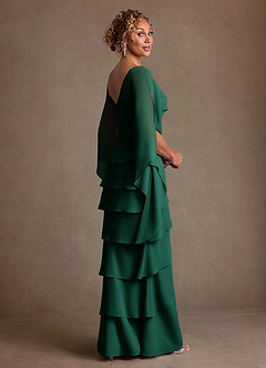 Azazie Arabinda Abiti per la Madre della Sposa Abito Tubino in Chiffon Increspato Smeraldo image2