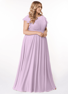 Azazie Daphne vestidos de dama de honor modestos Vestido de Corte En A Volantes Hasta el suelo Gasa image9