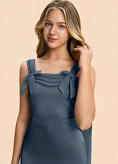 Azazie Chelsea Junior Twilight Sheath Pleated Stretch Satin Dress image7