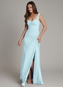 Azazie Amberly Bridesmaid Dresses Cloud Blue Sheath Sweetheart Neckline Chiffon Dress image4