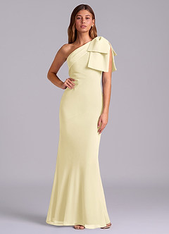 Azazie Yuanna Bridesmaid Dresses Lemon Sorbet Mermaid One Shoulder Chiffon Dress image1