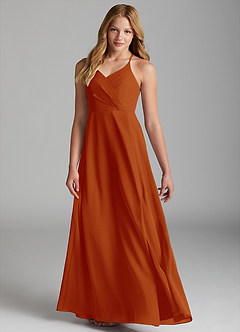 Azazie Davis Junior Paprika A-Line Chiffon Dress image1