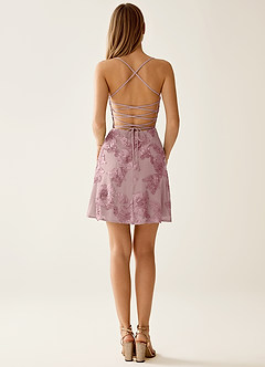 Lysandra Staubiger Flieder Stretch-Minikleid mit 3D-Blumen-Korsett image6