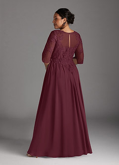Azazie Mirielle vestidos de madre de la novia Vestido de Cabernet de Gasa de Corte En A con Encaje Scoop image8