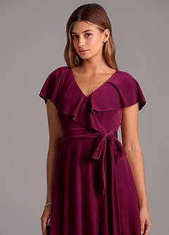 Azazie Lainey Robes de demoiselle d'honneur Robe Trapèze en velours Rayé Cabernet image2