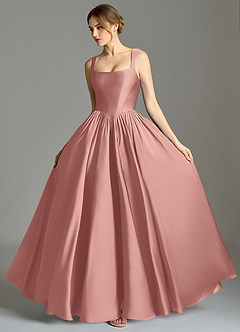 Azazie Verina Bridesmaid Dresses Rosette A-Line Pleated Stretch Satin Dress image4