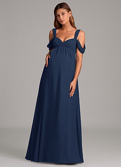 Azazie Rhea Maternity Bridesmaid Dresses A-Line Pleated Chiffon Floor-Length Dress image1