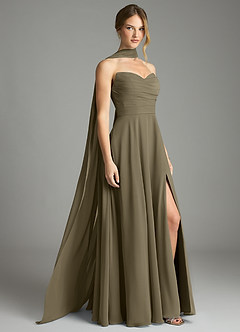 Azazie Ayla Abiti da Damigella Abito A-Line in Chiffon Scollo a Cuore Willow Green image1