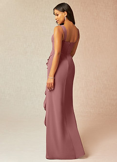 Azazie Camellia Bridesmaid Dresses Desert Rose Sheath Lace Chiffon Dress image2