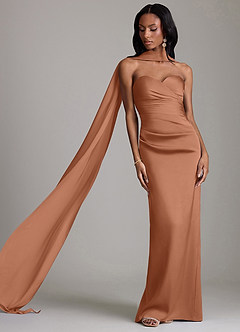 Azazie Sonora Suknie dla druhen Osłona Bez ramiączek Satyna elastyczna Do ziemi Sukienka image8