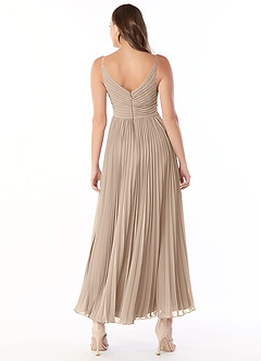 Azazie Raychelle Bridesmaid Dresses Taupe A-Line V-Neck Chiffon Dress image3